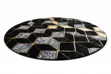 Kusový koberec Gloss 400B 86 3D geometric black/gold kruh