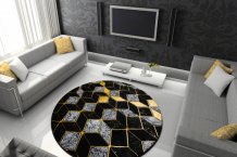 Kusový koberec Gloss 400B 86 3D geometric black/gold kruh